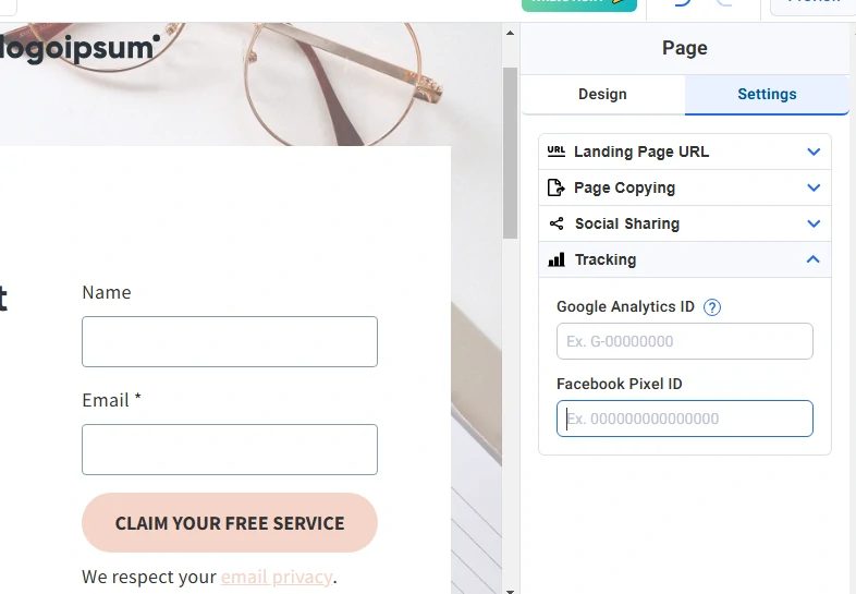 AWeber page Google Analytics and Facebook Pixel tracking tracking feature
