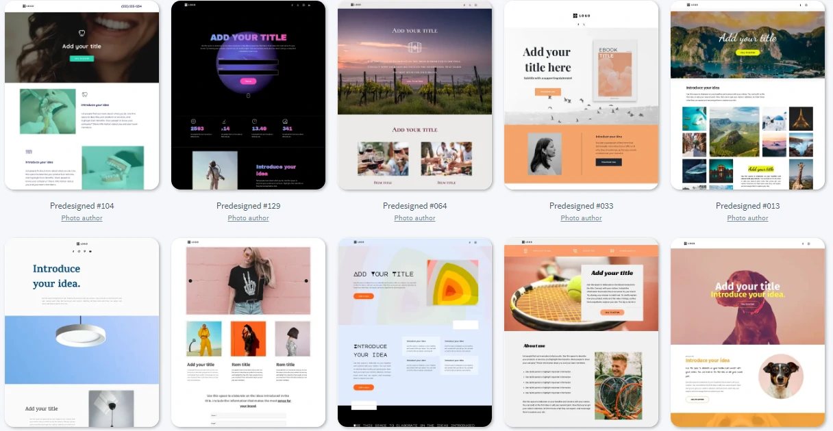 Example of landing pages ready tamplets