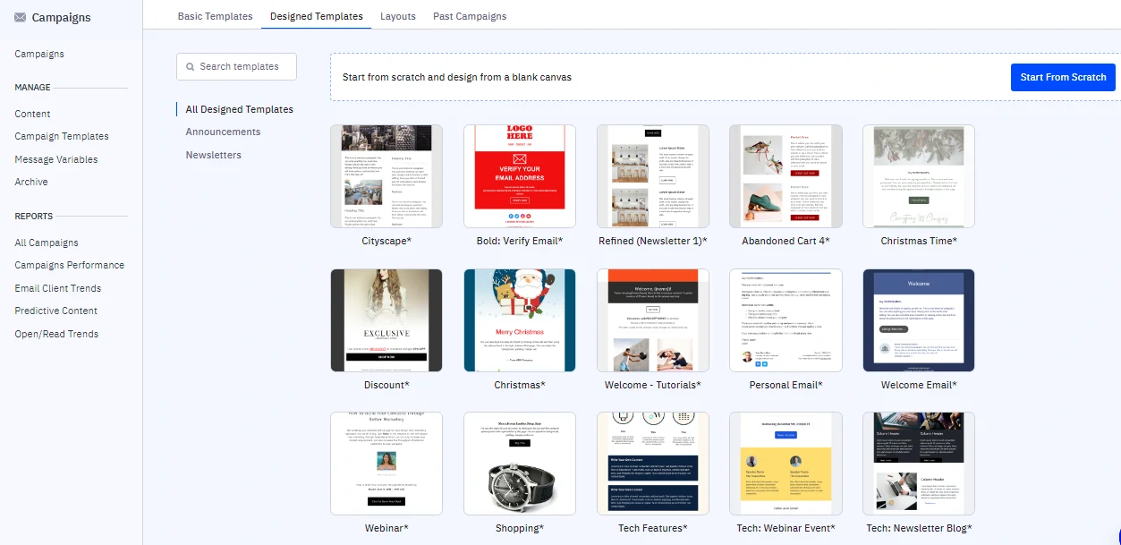 Example of ready made templates