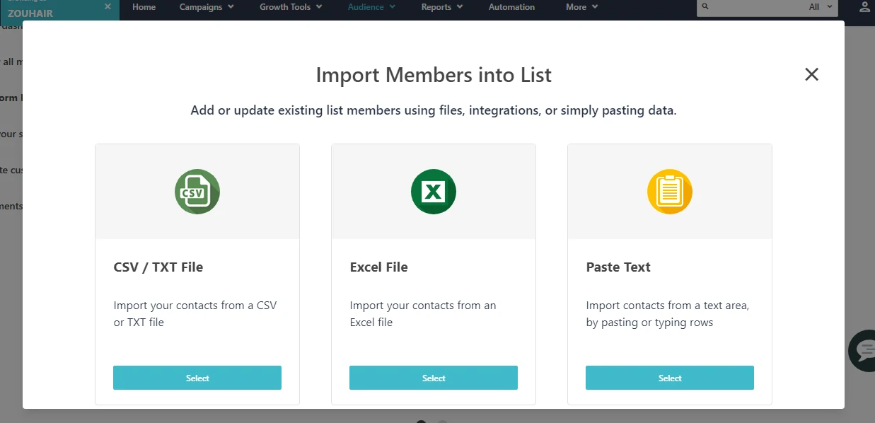 Import a list of Moosend subscribers in different form
