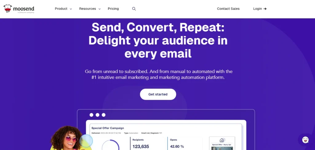 a screenshot of Moosend platform
