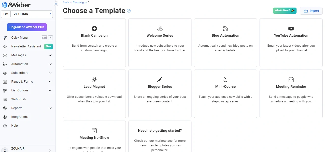 AWeber automation ready templates