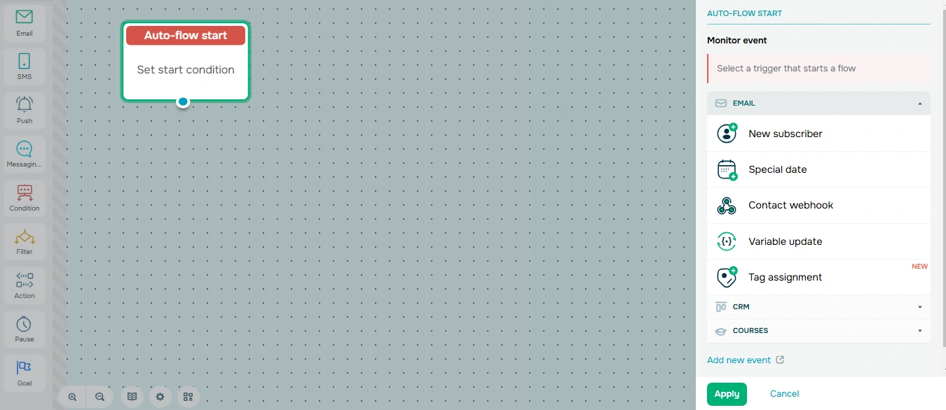 SendPulse triggers to start the automation flow