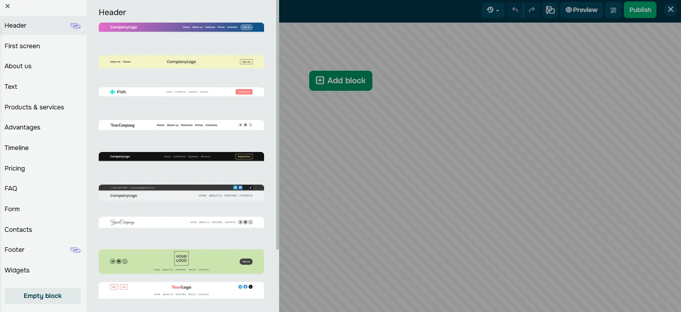 SendPulse website builder from scratch