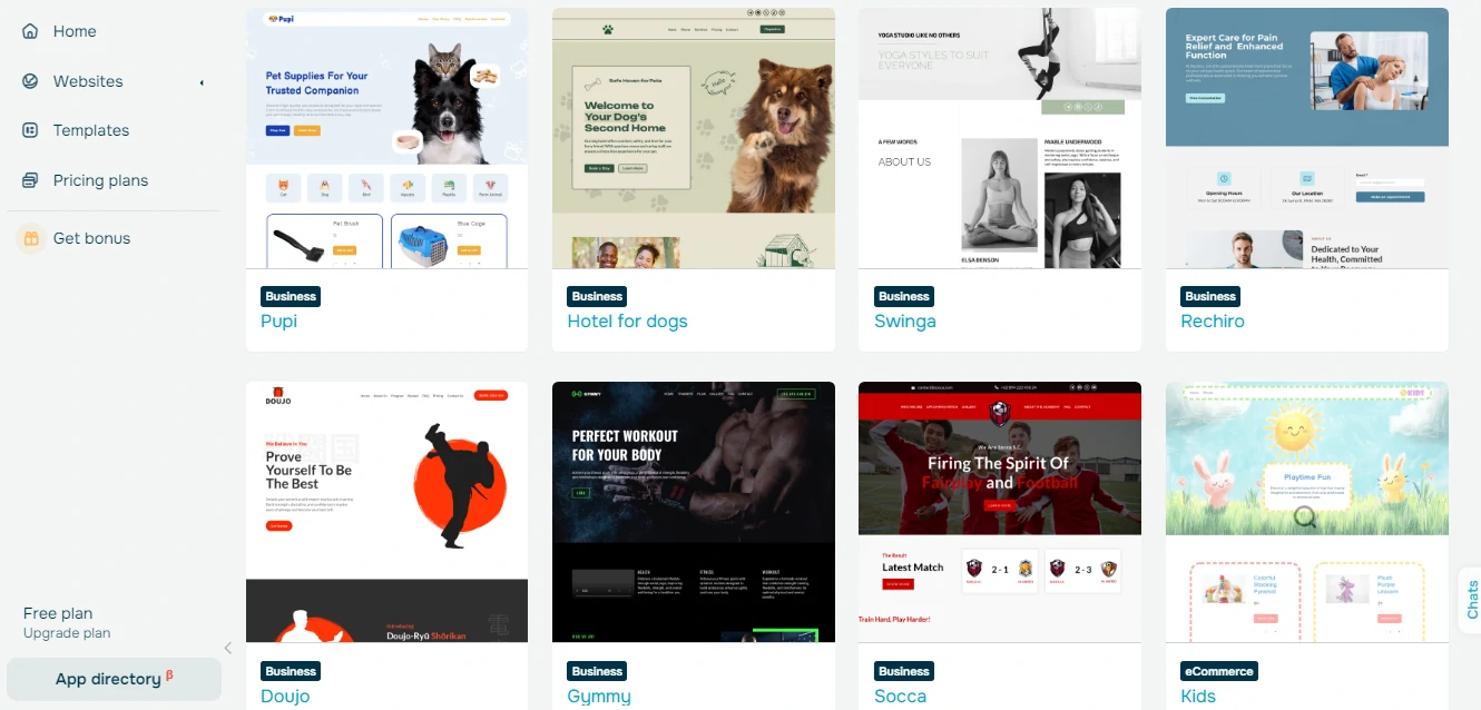 SendPulse website ready made templates