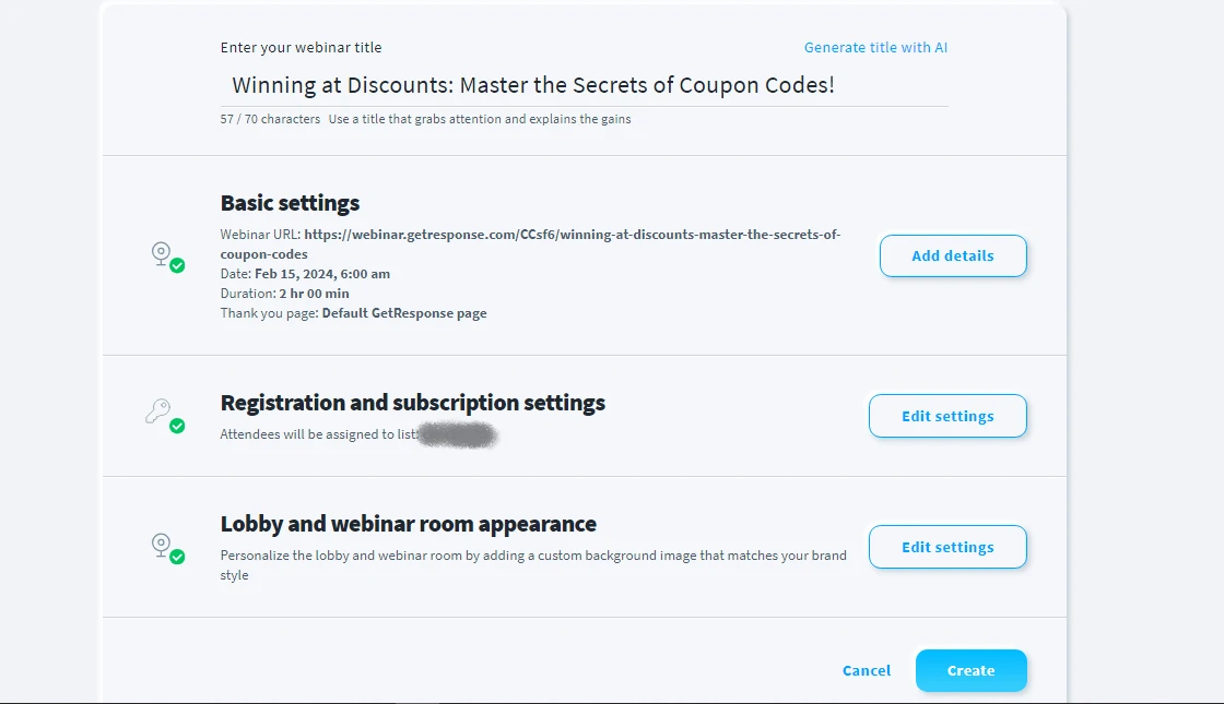 Webinar setup