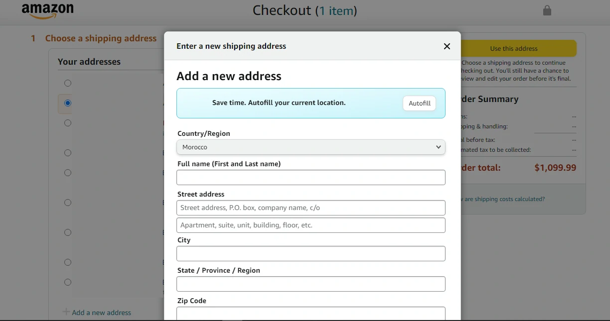 Add shipping address for product
