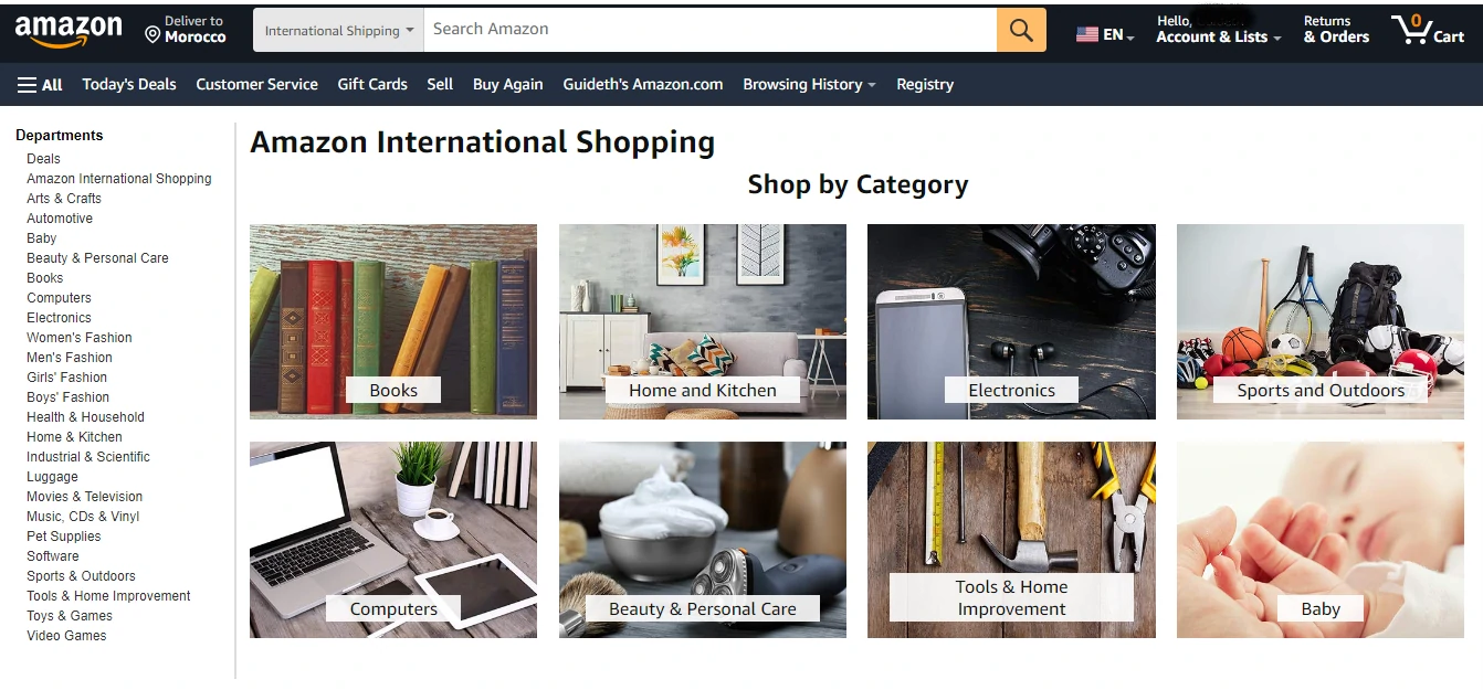 Amazon's international shipping categories