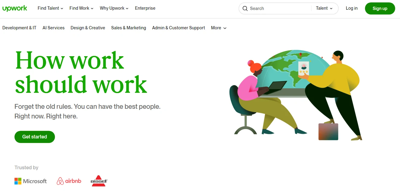 Fiverr alternative: Upwork homepage
