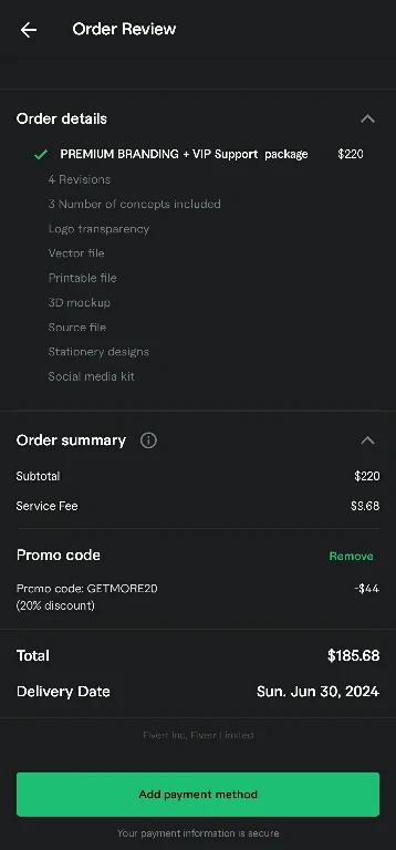 20% Off on the Fiverr App