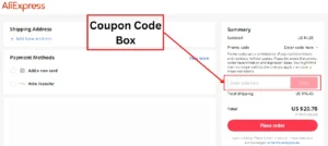 AliExpress coupon code box