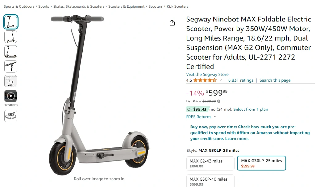 Amazon Price Glitches: Myth or Money Saver? 2 Amazon Price Glitches Segway Ninebot MAX Foldable Scooter