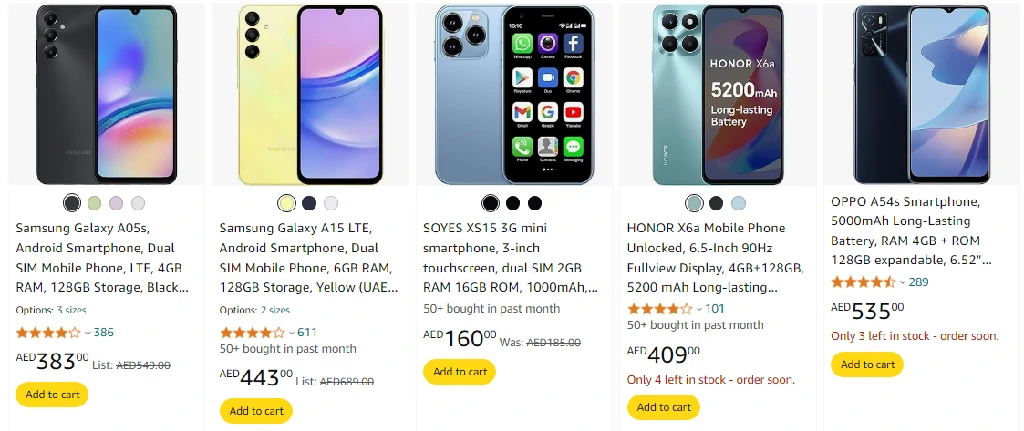 Amazon UAE smartphones