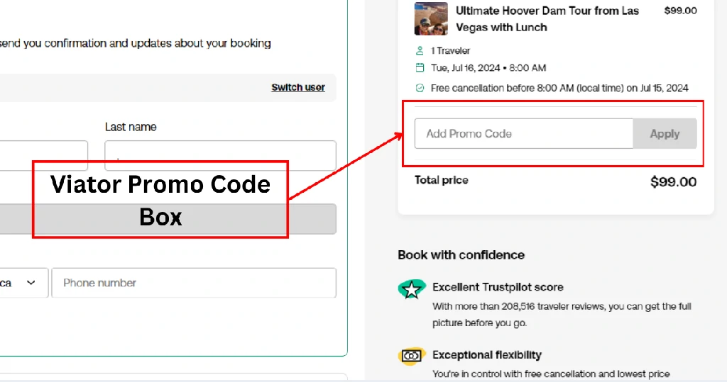 Viator Promo Code Box