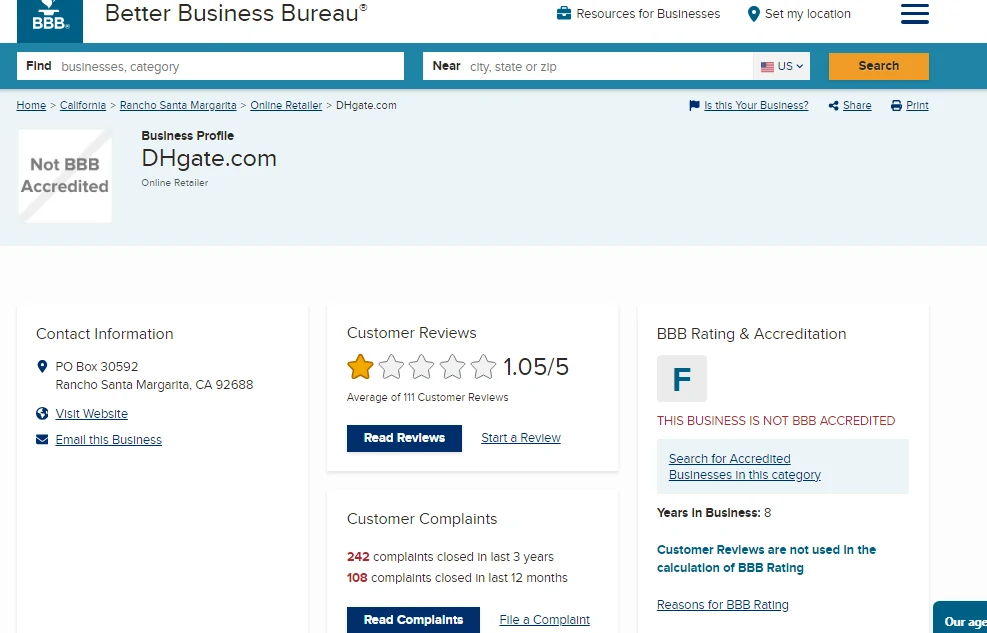 Is DHgate Legit or a Scam? Read Before You Buy 6 BBB page of DHgate