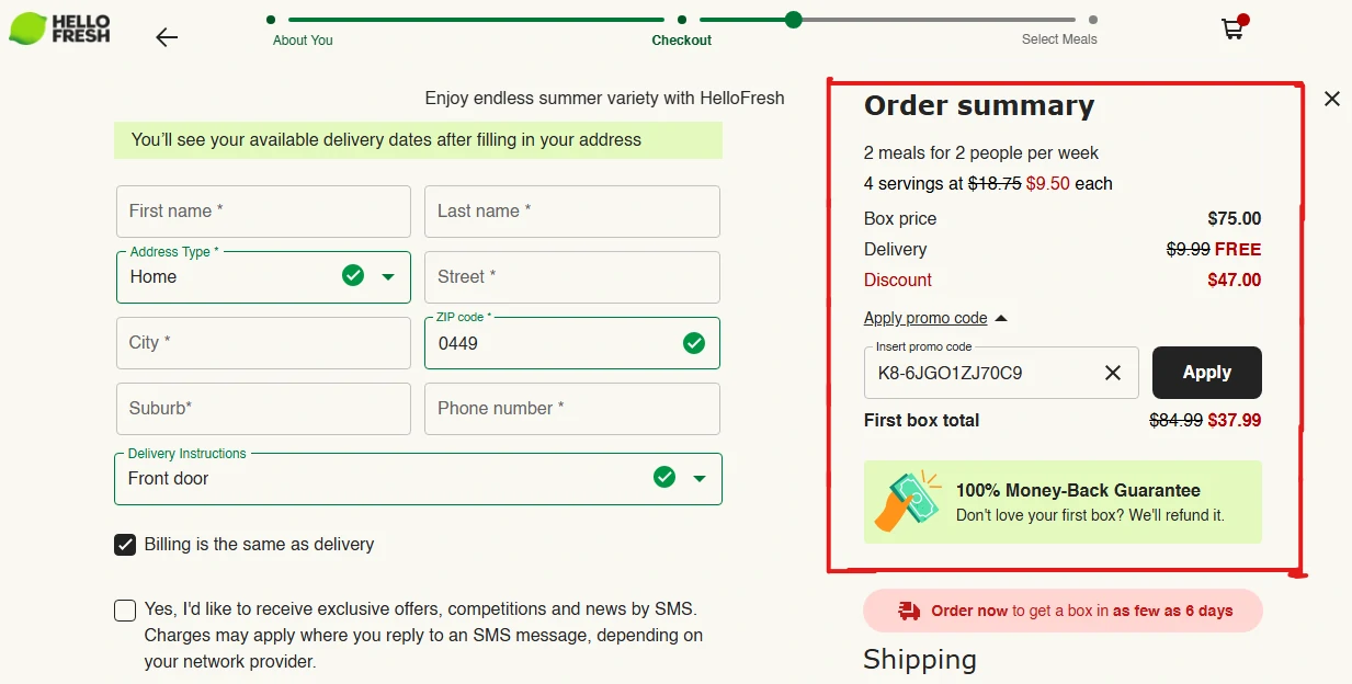 50% off HelloFresh NZ promo code