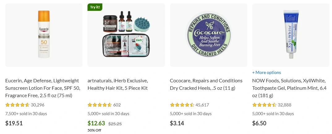 iHerb Bath and Personal Care products