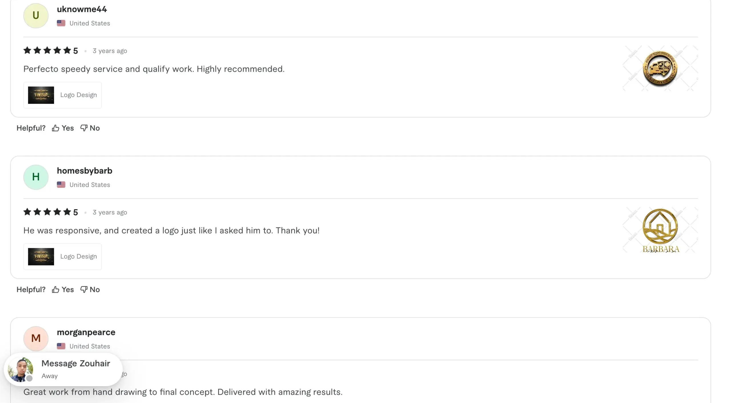 Screenshot of 3 out of 9 @zouhair06 Reviews